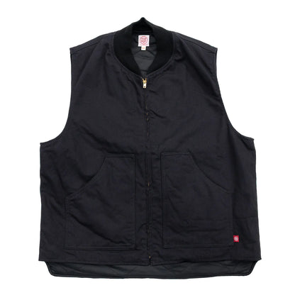 東洋エンタープライズによるTUF-NUT(タフナット)の12.5ozのコットンダック生地を使用した「COTTON DUCK WORK VEST」のBLACKカラーの正面からの商品写真