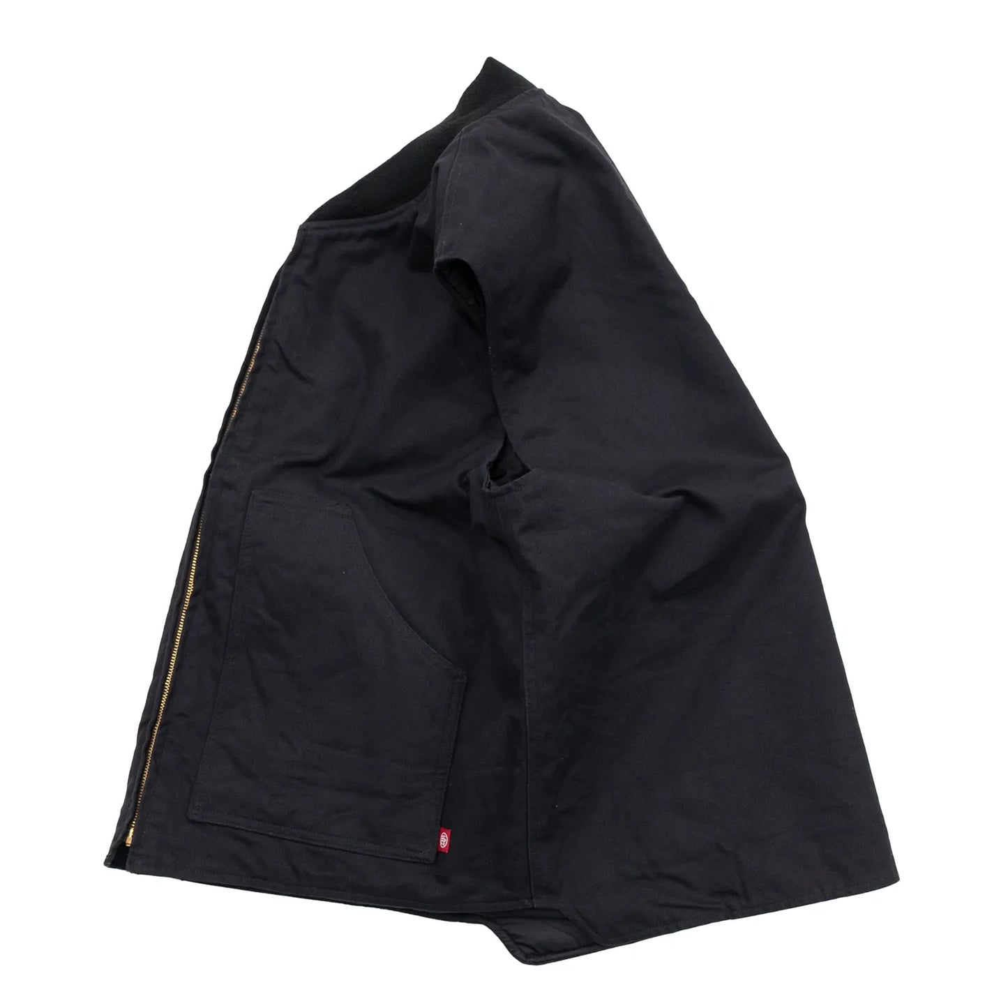 東洋エンタープライズによるTUF-NUT(タフナット)の12.5ozのコットンダック生地を使用した「COTTON DUCK WORK VEST」のBLACKカラーの側面からの商品写真