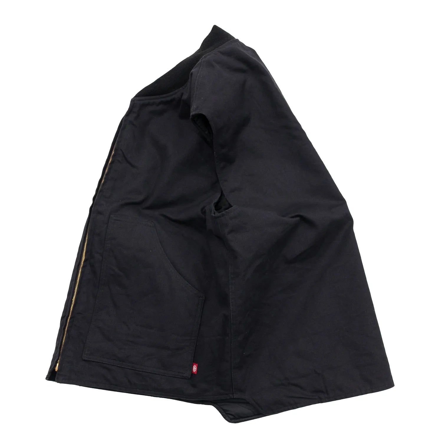 東洋エンタープライズによるTUF-NUT(タフナット)の12.5ozのコットンダック生地を使用した「COTTON DUCK WORK VEST」のBLACKカラーの側面からの商品写真