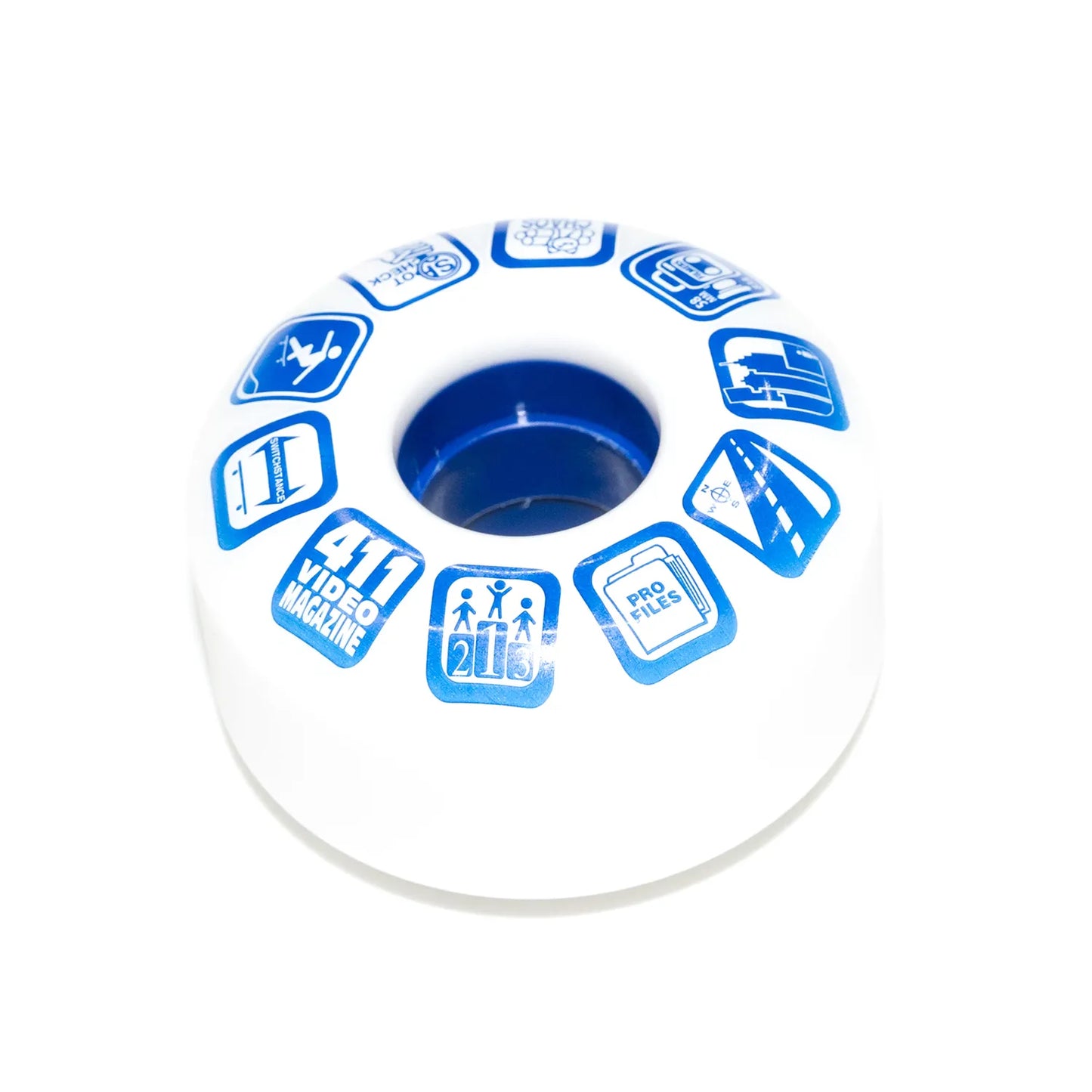 数々の名作スケートビデオを世に送り出してきた 411VM がリリースする、フィルマーのために開発された静音ウィール「FILMER WHEEL / 58MM | 83A」の斜め上からの商品写真