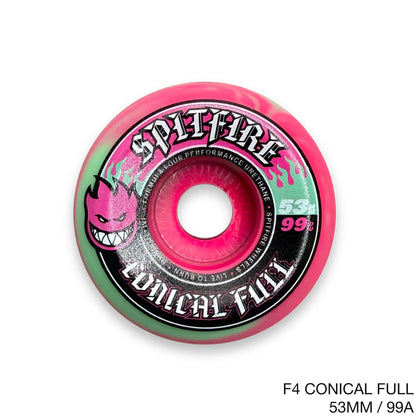 SPITFIRE / TEAM / F4 CONICAL FULL | PINK&TEAL SWIRL - 53MM / 99A