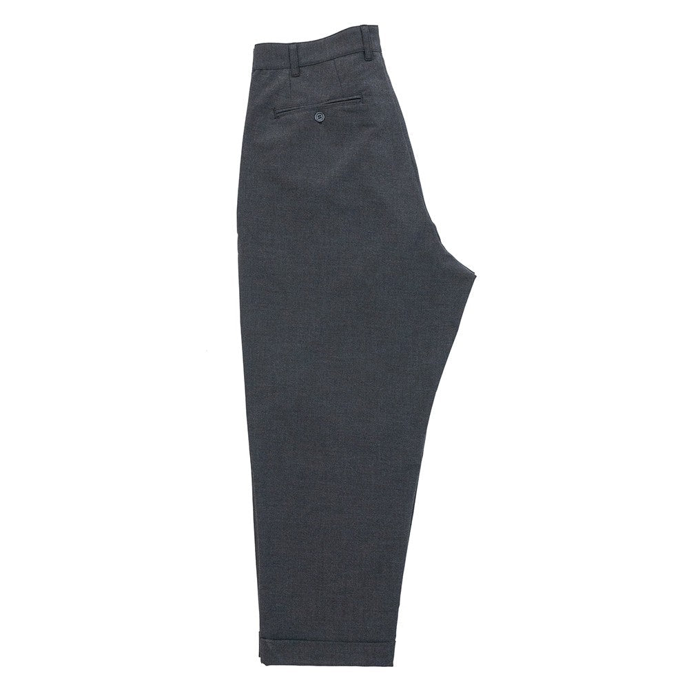 CLUMSY PICTURES VINTAGE 2 PLEATS WOOL PANTS - DARK GREY