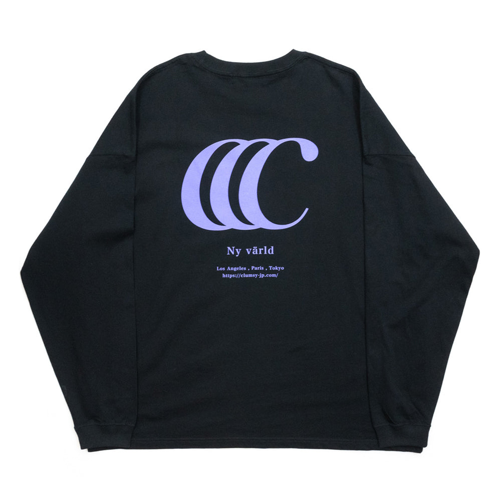 CLUMSY PICTURES LIMITED CCC L/S TEE - NAVY/WHITE