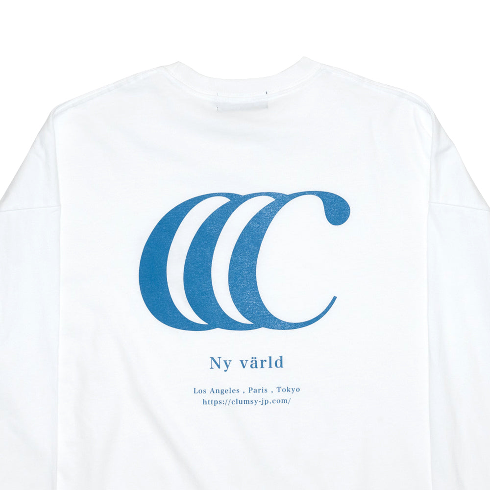 CLUMSY PICTURES LIMITED CCC L/S TEE - WHITE/NAVY