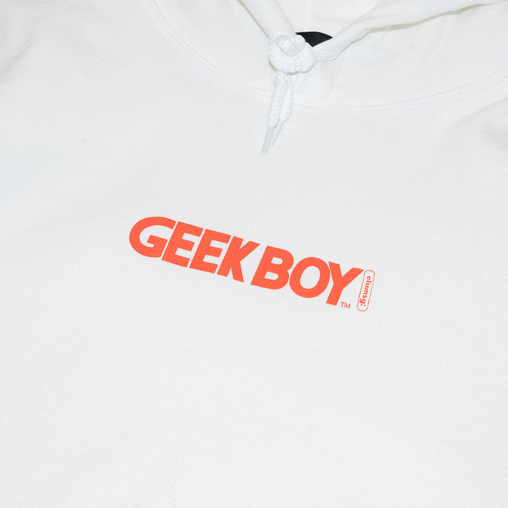 CLUMSY PICTURES GEEK BOY HOODY - WHITE