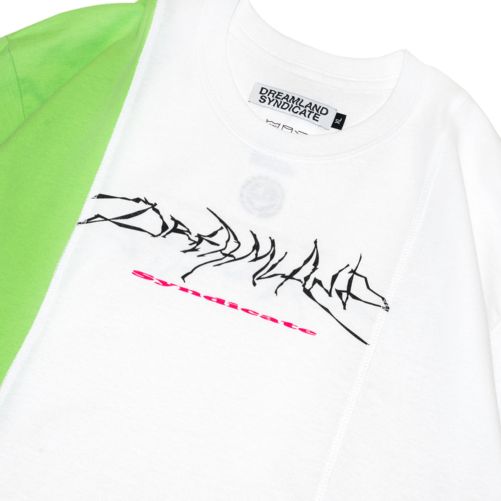 DREAMLAND SYNDICATE CUTUP S/S TEE - LIME/WHITE