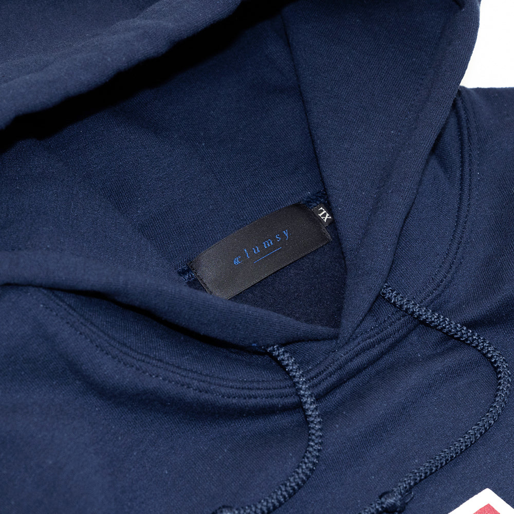 CLUMSY PICTURES COLLEGE LOGO HOODY - NAVY