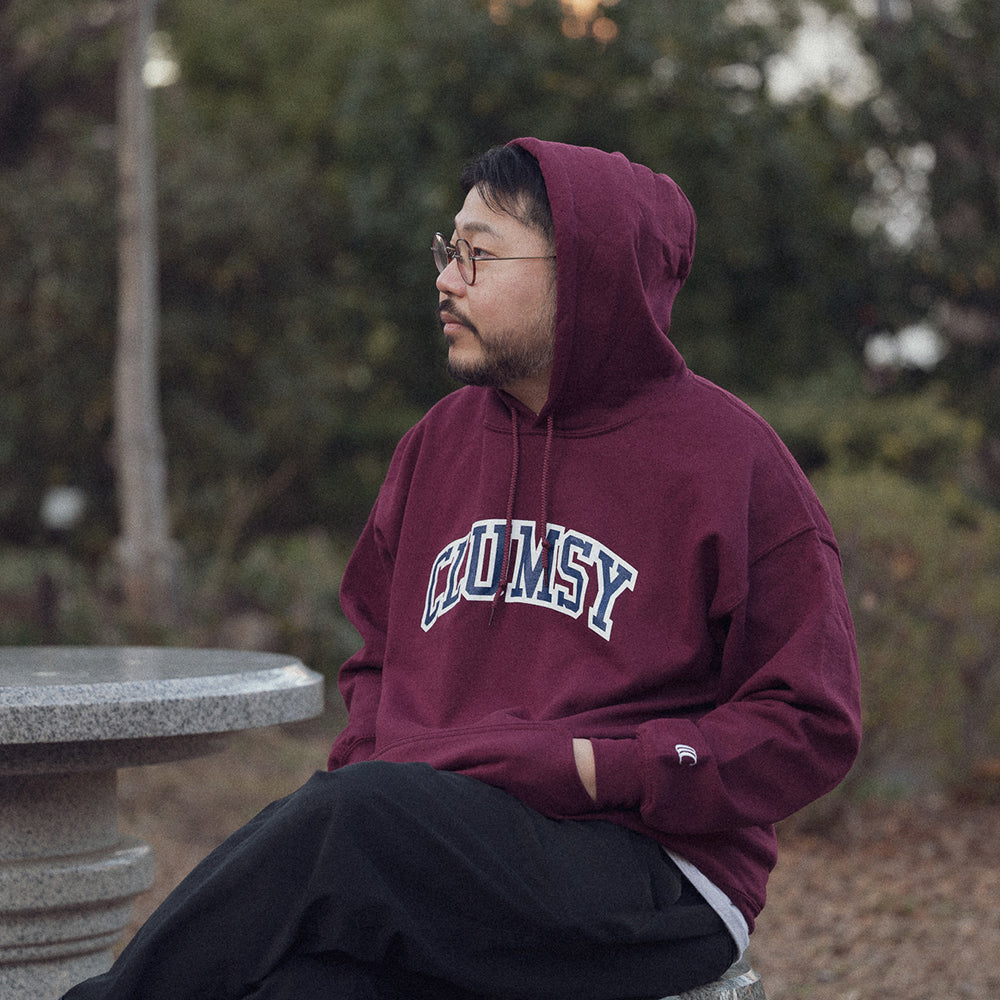 CLUMSY PICTURES COLLEGE LOGO HOODY - NAVY