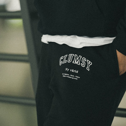 CLUMSY PICTURES COLLEGE SWEAT PANTS - BLACK