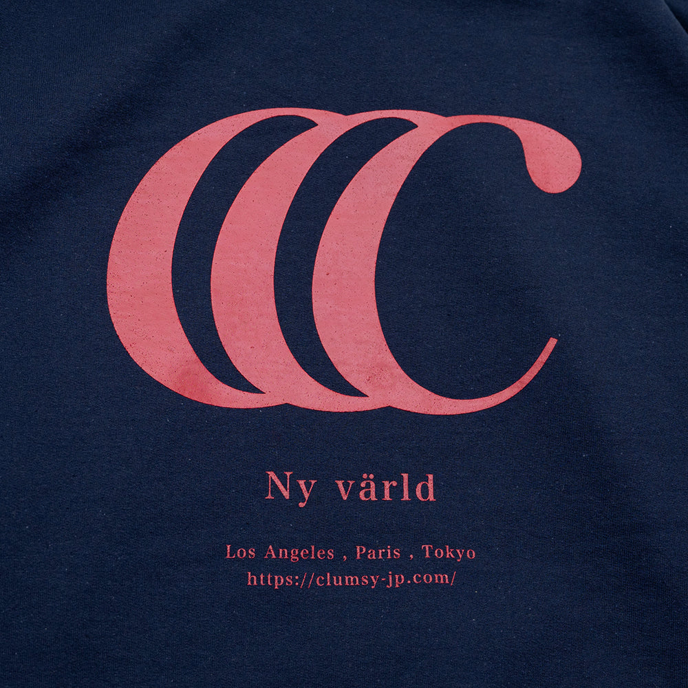 CLUMSY PICTURES LIMITED CCC HOODY - NAVY/CHERRY