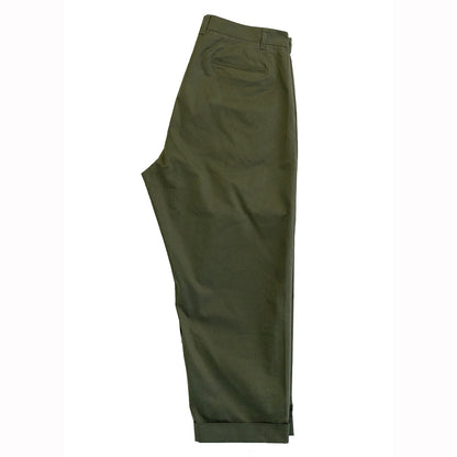 CLUMSY PICTURES VINTAGE 2 PLEATS CHINO - DEEP OLIVE